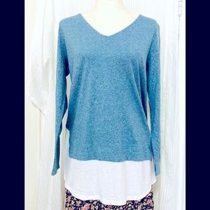 🌞3/$18🌞NWOT J. Jill heather blue cotton layered top